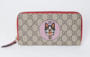 gucci coated canvas cat zippy wallet